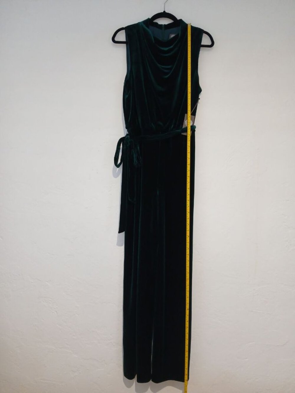 Vince Camuto Emerald Velvet Wide-Leg Belted Jumpsuit Size L NWT - Picture 10 of 16